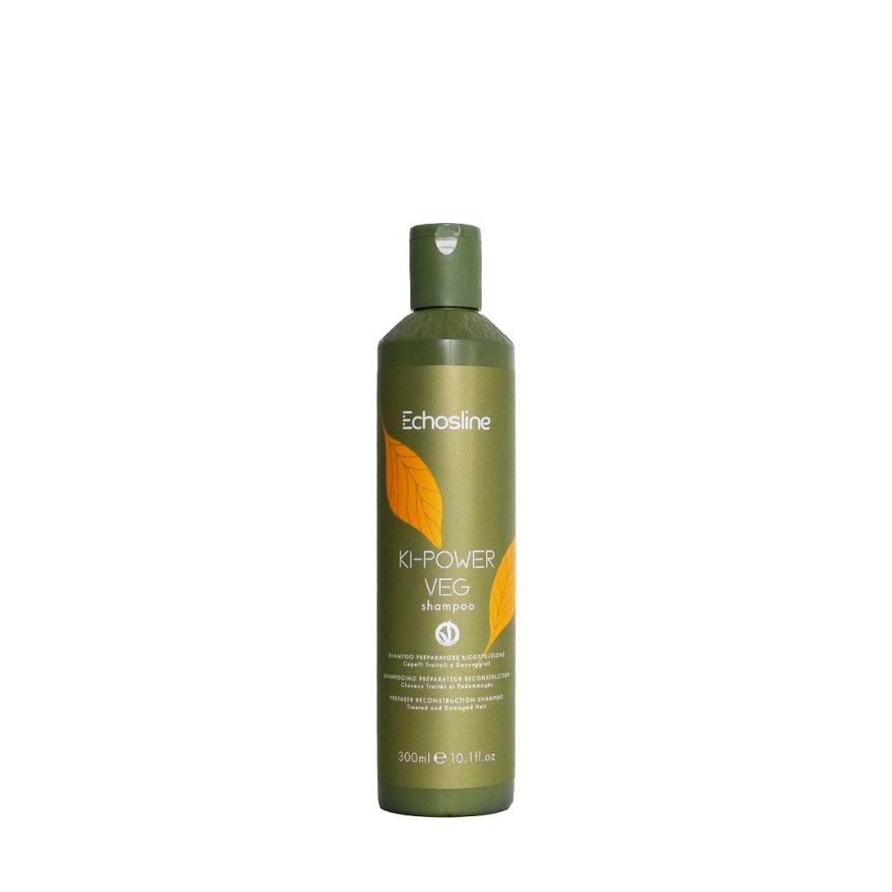 ECHOSLINE KI-POWER VEG Shampoo - Ettevalmistav šampoon juukserekonstruktsiooniks, 300 ml (24524)