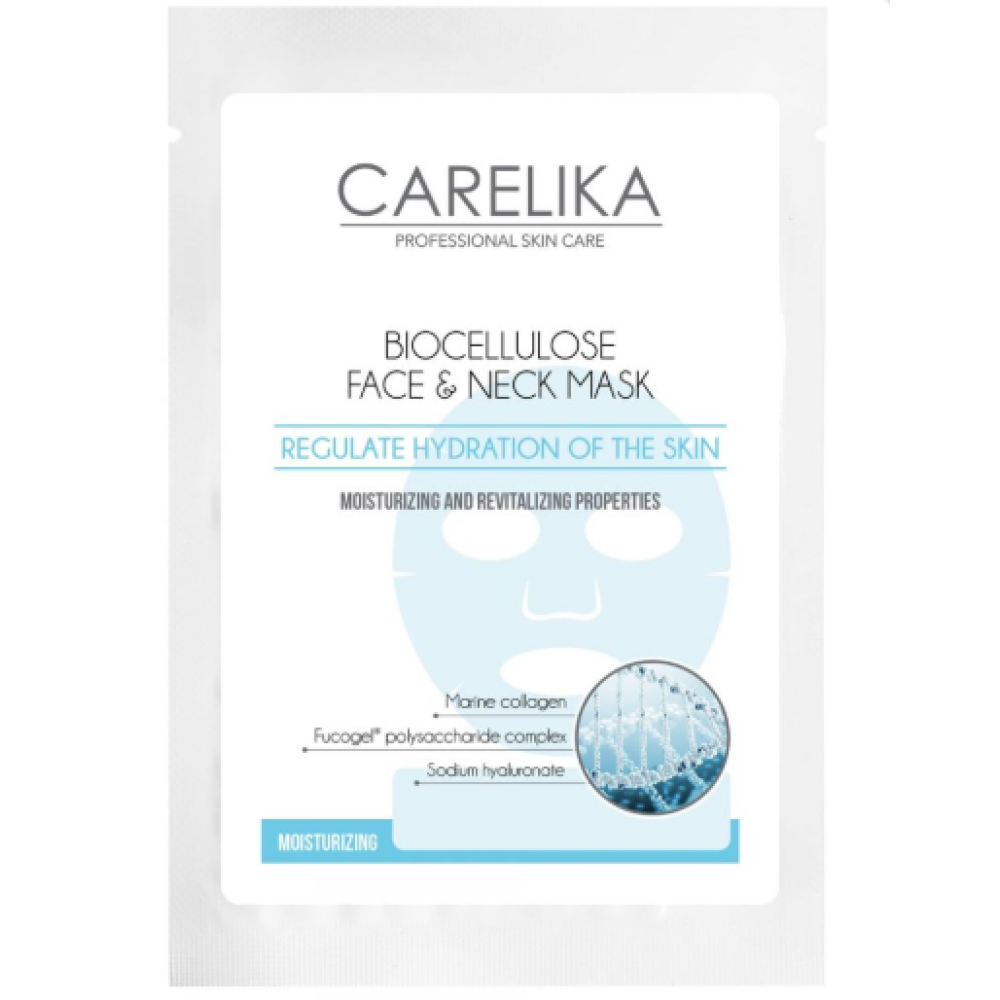 CARELIKA Biotselluloosi näo- ja kaelamask — niisutav ja elustav, 18 ml (1S0031EF003)