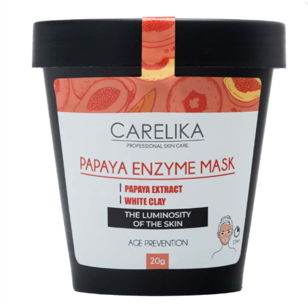 CARELIKA Papaya Enzyme Mask - papaia ensüümimask valge saviga, 20 g (CPPEM020J)