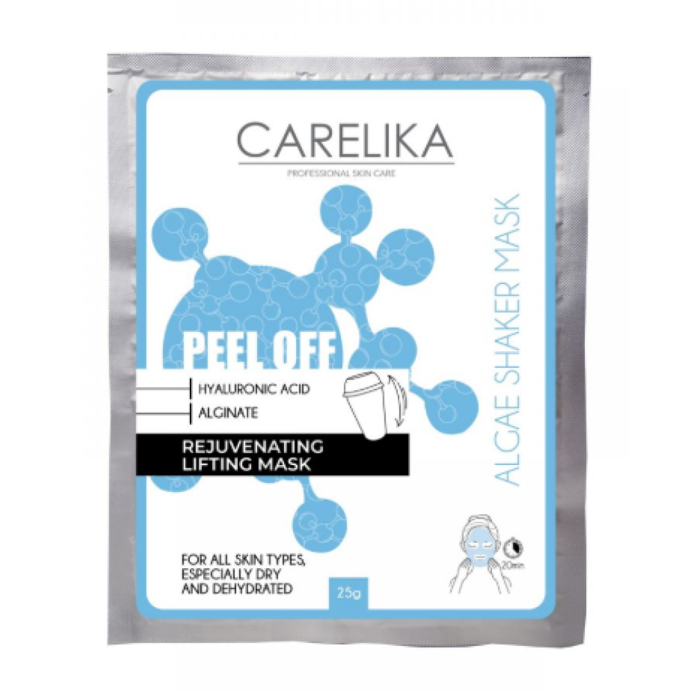 CARELIKA Shaker Peel Off Mask Hyaluronic Acid – taastav liftingumask hüaluroonhappega, 20 g (CPSMSH020P)