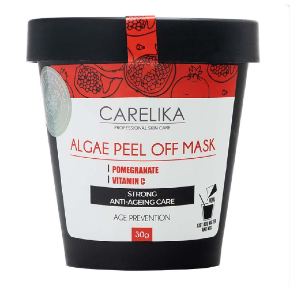 CARELIKA Algea Peel Off Mask Pomegranate — plastifitseeriv granaatõunamask küpsele nahale, 30 g (CPLUM030)