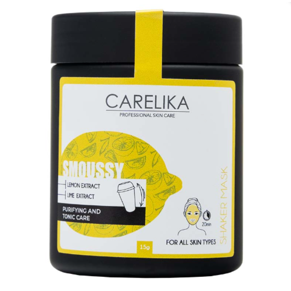 CARELIKA Shaker Smoussy Mask Lemon-Lime - toniseeriv ja puhastav sidruni-laimi vahtmask, 15 g (CPSML015J)