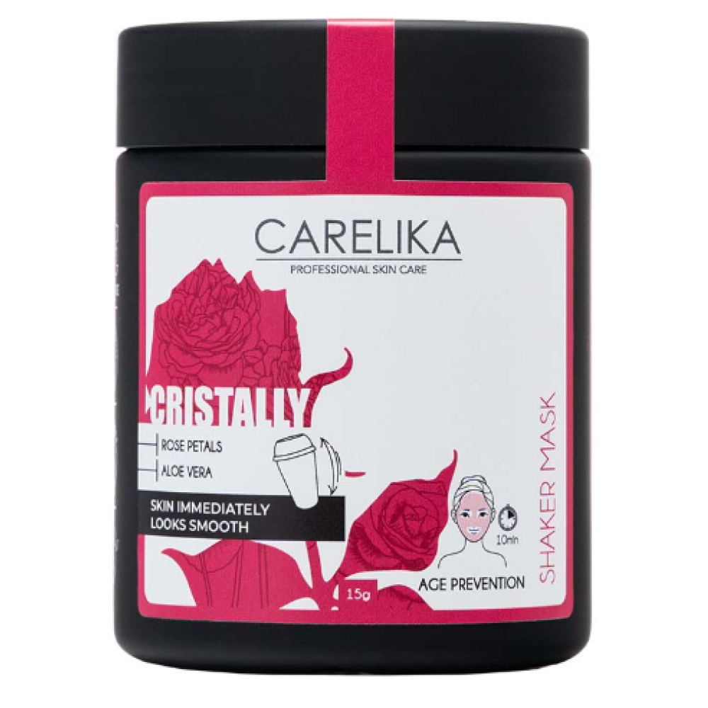 CARELIKA Shaker Prebiotic Cristally Mask Rose Petals – vananemisvastane mask roosi kroonlehtedega, 15 g (CPSMRP015J)
