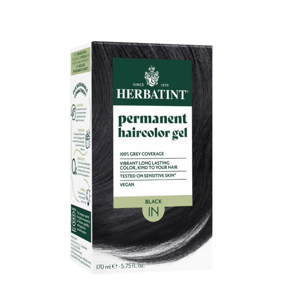 HERBATINT kauakestev, looduslik taimepõhine geeljas juuksevärv - 1N (Must) (Herbatint1N)