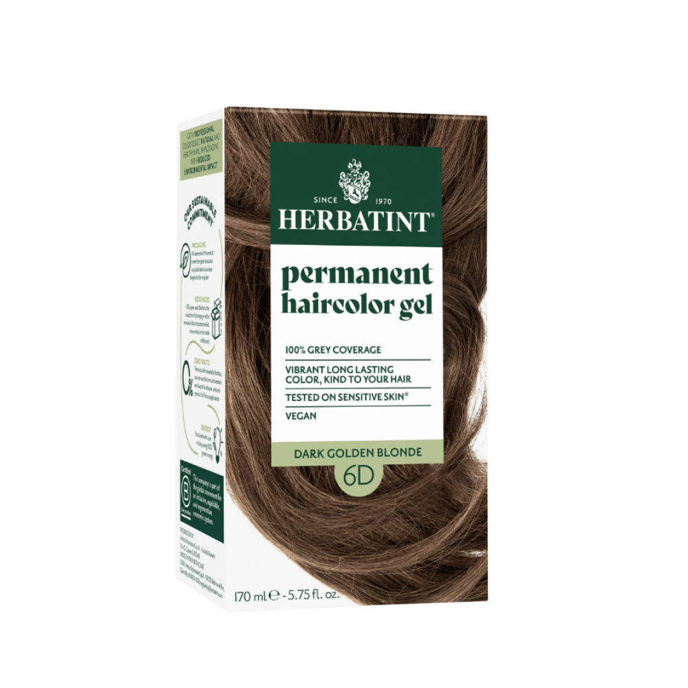 HERBATINT pikaajaline looduslik taimepõhine geeljuuksevärv - 6D (tumeblond, kuldne) (Herbatint6D)