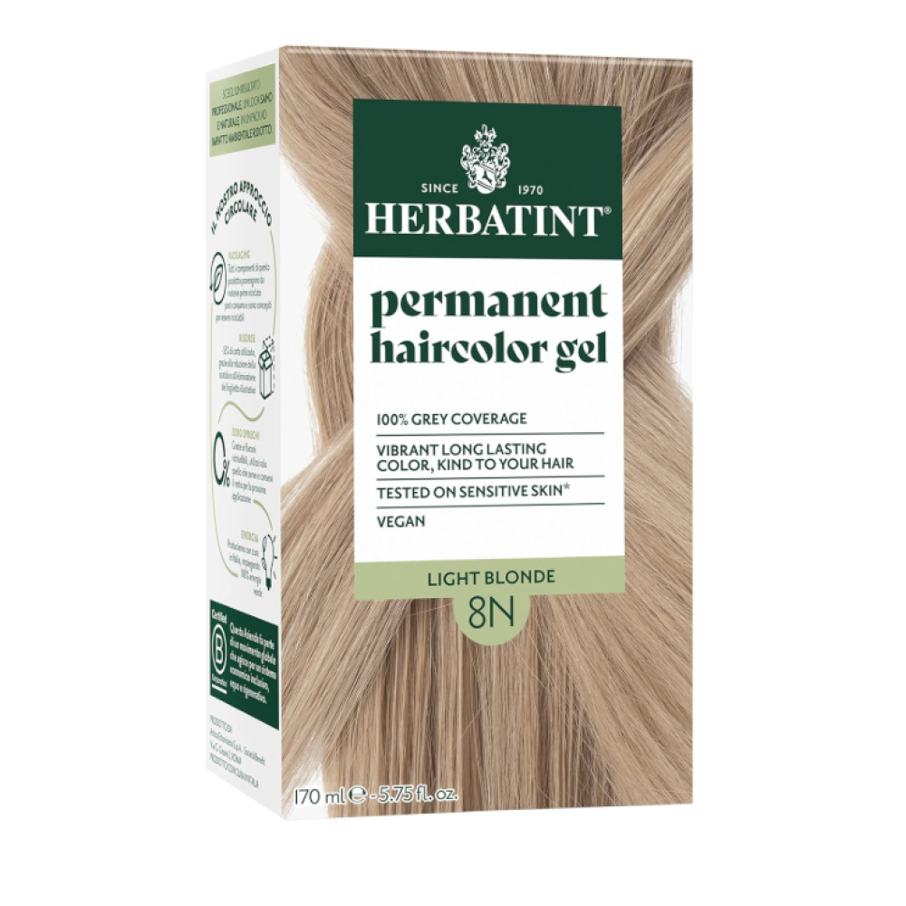 HERBATINT püsiv, looduslik taimepõhine geeljas juuksevärv - 8N (heleblond) (Herbatint8N)