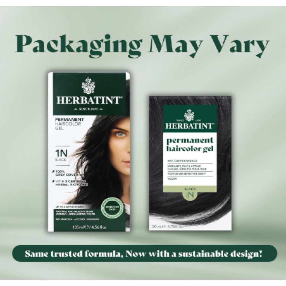 HERBATINT kauakestev, looduslik taimepõhine geeljas juuksevärv - 1N (Must) (Herbatint1N)