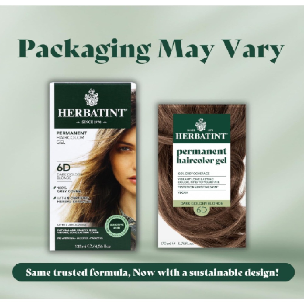 HERBATINT pikaajaline looduslik taimepõhine geeljuuksevärv - 6D (tumeblond, kuldne) (Herbatint6D)