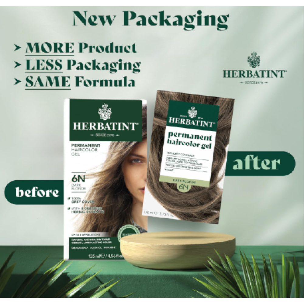 HERBATINT püsiv, looduslik taimepõhine geeljuuksevärv - 6N (tumeblond) (Herbatint6N)