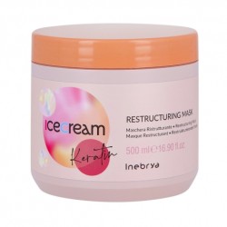 Inebrya Ice Cream Keratin Restructuring Mask - taastav ja juukseid tugevdav keratiinimask, 500 ml
