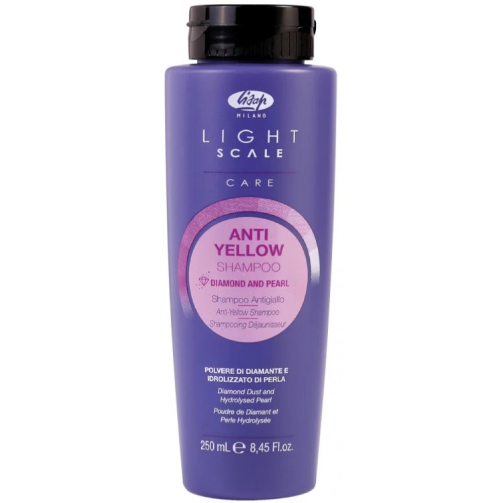 Lisap Milano Anti-yellow Light Scale Shampoo - šampoon blondidele, pleegitatud või loomulikult hallidele juustele, 250 ml (100940)