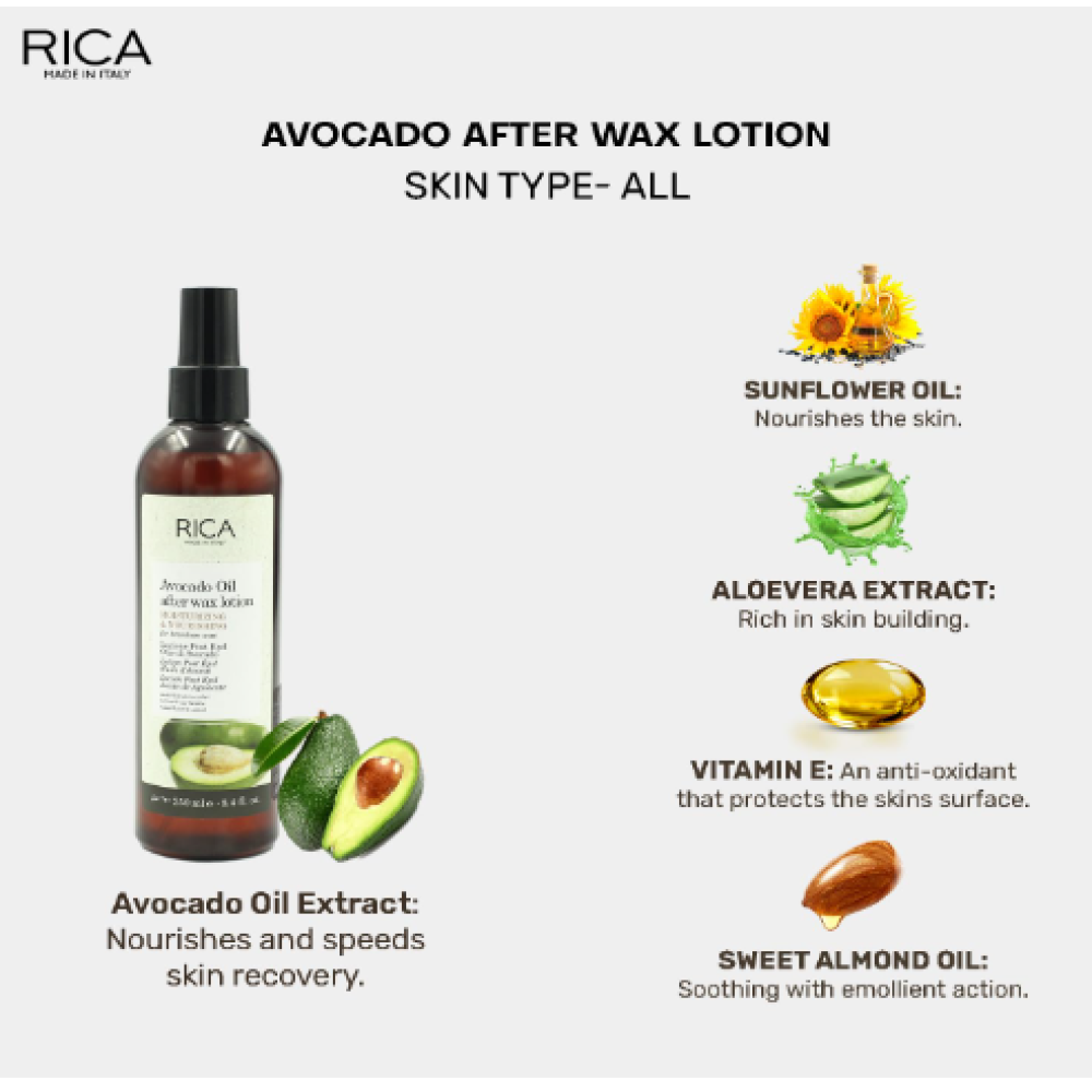 RICA Avokaadoõli pärast vahatamist losjoon, 250 ml (ERICA42)