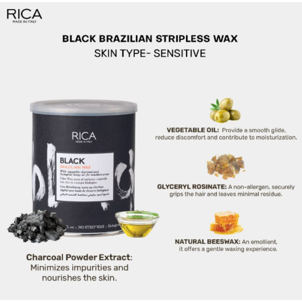 RICA BLACK Brazilian Wax – must Brasiilia kõvavaha, 400 ml (CDAVBL4-A)