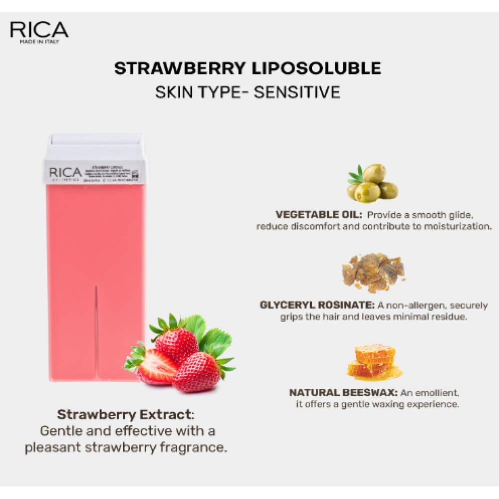 RICA Strawberry Wax – maasikavaha, 100 ml (CRRGFF)