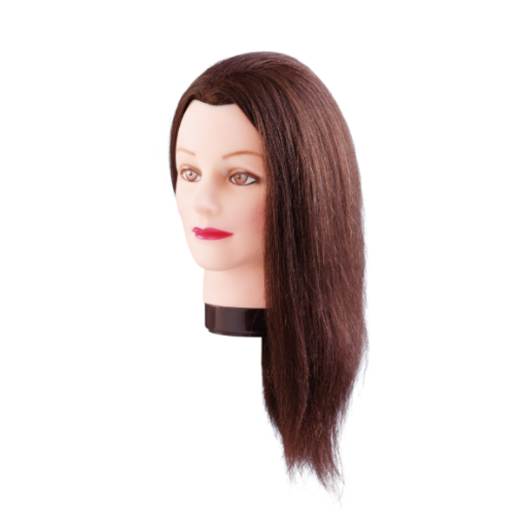 Mannekiini pea/mannekeen Emma, pruun - naturaalse juuksega 40 cm (7000832)