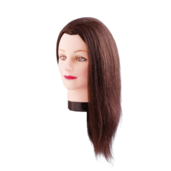 Mannekiini pea/mannekeen Emma, pruun - naturaalse juuksega 40 cm
