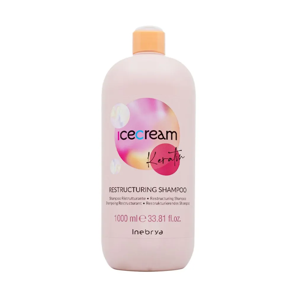 Inebrya Ice Cream Keratin Restructuring Shampoo - Restruktureeriv šampoon keratiiniga, 1000 ml
