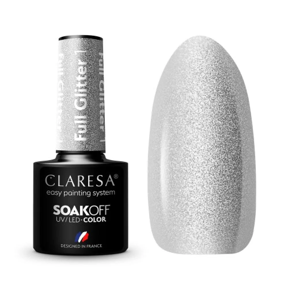 CLARESA Full Glitter 1 - geelilaadne lakk, 5 ml