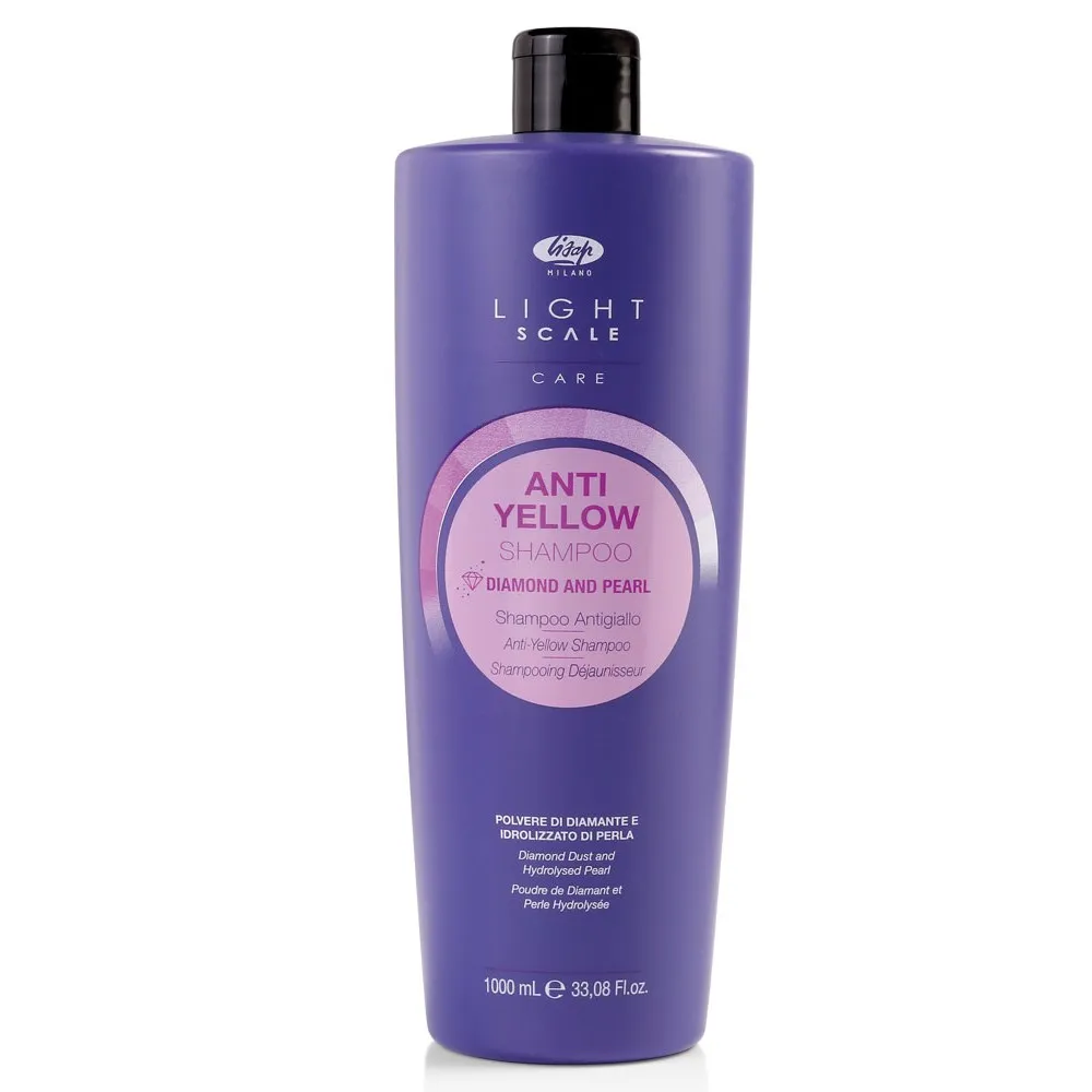 Lisap Milano Anti-yellow Light Scale Shampoo - šampoon blondidele, pleegitatud või loomulikult hallidele juustele, 1000 ml