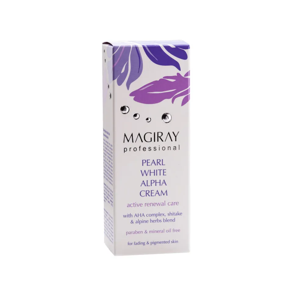 MAGIRAY PEARL WHITE ALPHA CREAM - Öökreem AHA-ga küpsele, pigmenteeritud nahale