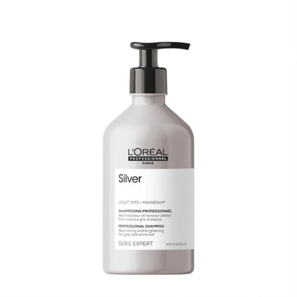 L'Oreal Professionnel Serie Expert Silver Shampoo – neutraliseeriv šampoon hallidele ja pleegitatud juustele, 500 ml