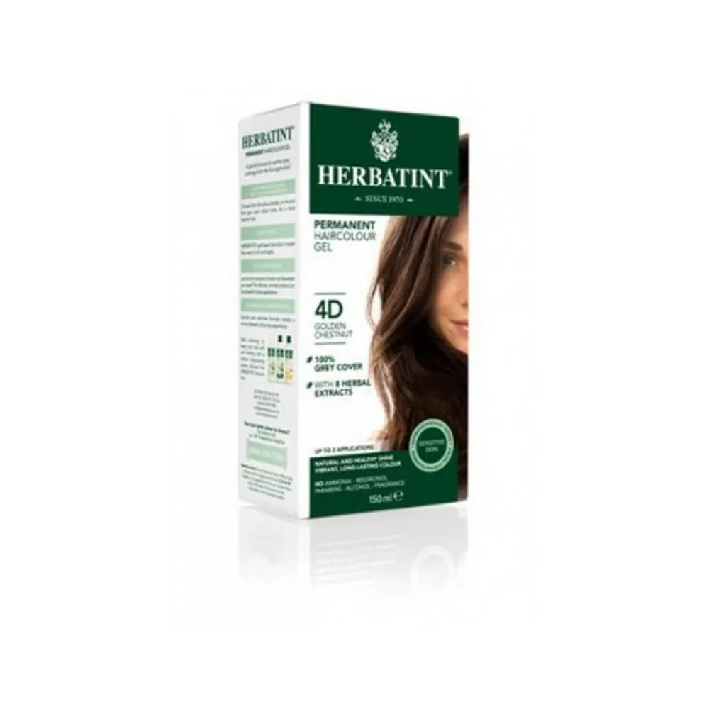 HERBATINT kauakestev, naturaalne taimepõhine geeljas juuksevärv - 4D (kuldne kastan)