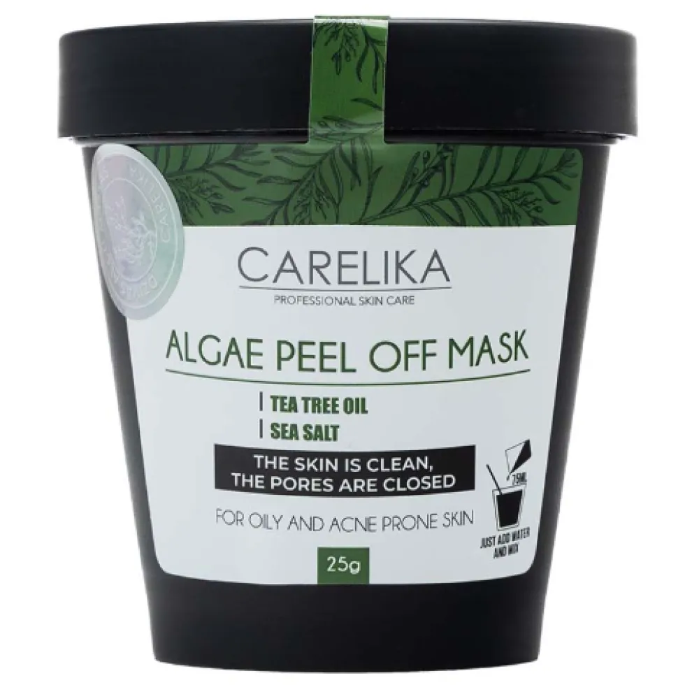 CARELIKA Algea Peel-Off Mask Tea Tree Oil – tõmmatav mask rasusele ja kombineeritud nahale tee­puuõliga, 25 g