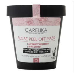 CARELIKA Algea Peel-Off Mask Actiwhite ja lootose ekstraktiga – helendav filmmask valge saviga, 30 g