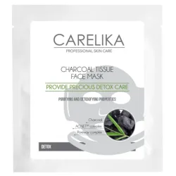 CARELIKA Charcoal Tissue Face Mask Detox – puhastav ja detoksifitseeriv kangast näomask aktiivsöega, 23 ml