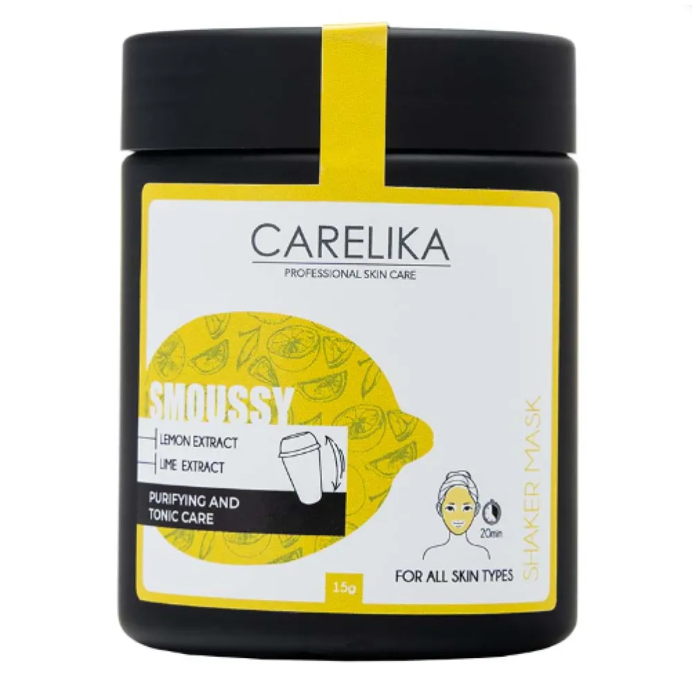 CARELIKA Shaker Smoussy Mask Lemon-Lime - toniseeriv ja puhastav sidruni-laimi vahtmask, 15 g