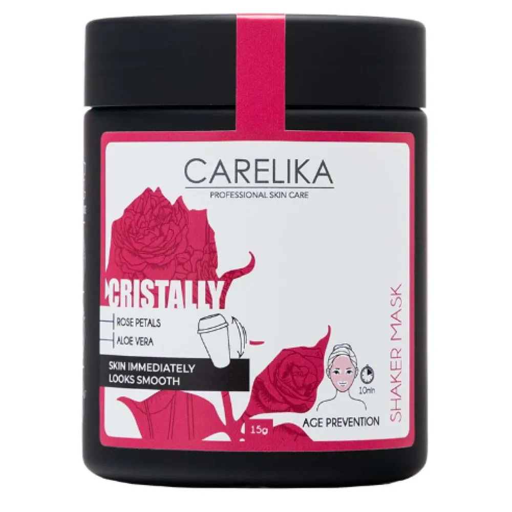 CARELIKA Shaker Prebiotic Cristally Mask Rose Petals – vananemisvastane mask roosi kroonlehtedega, 15 g
