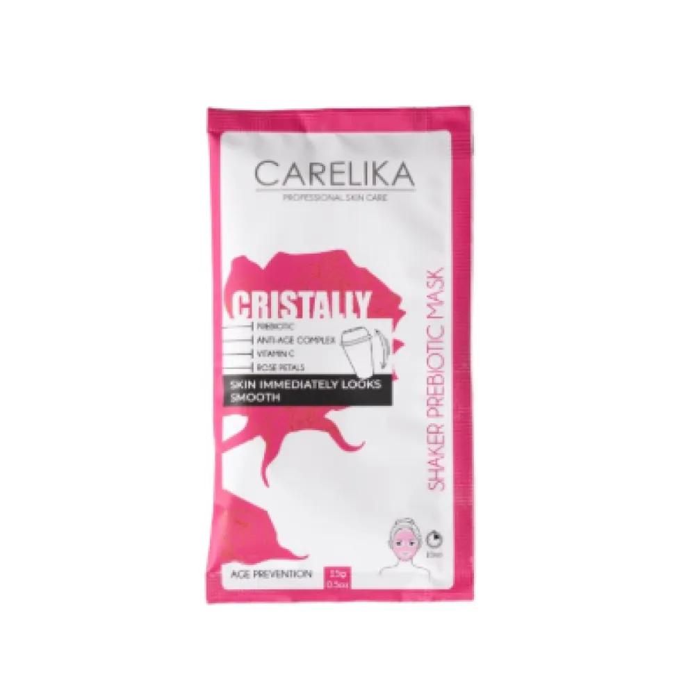 CARELIKA Shaker Prebiotic Cristally Mask Rose Petals - Vananemisvastane mask roosiõielehtedega, 15 g