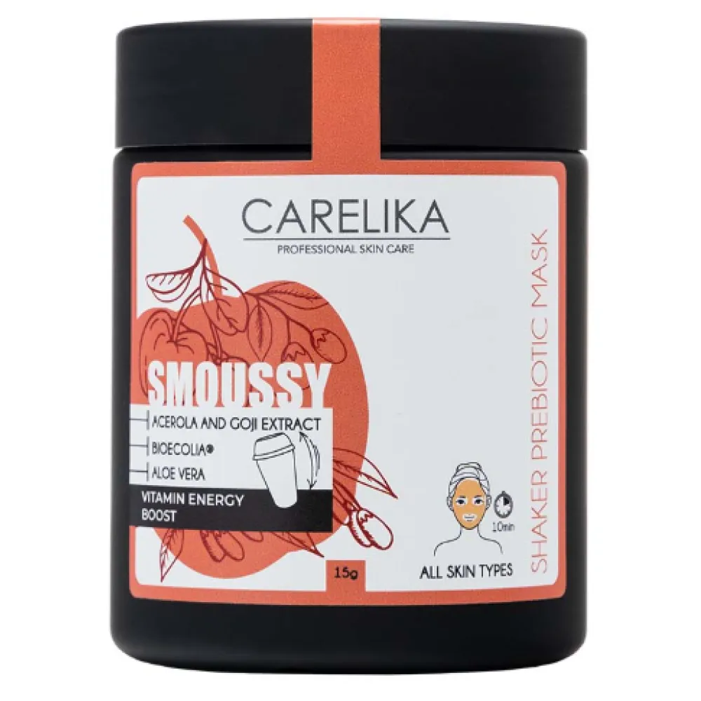 CARELIKA Shaker Prebiotic Smoussy Mask Acerola and Goji – vitamiinivahu šaikeri mask prebiootikumidega, 15 g
