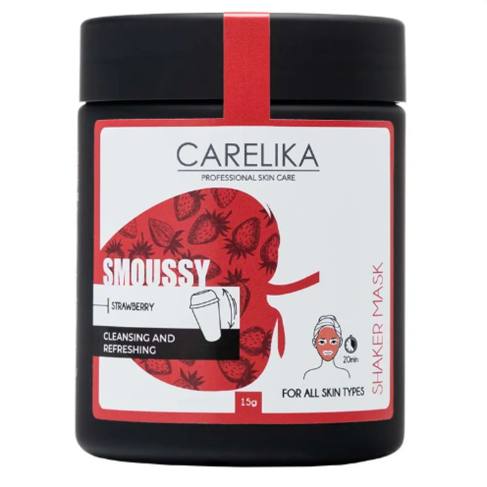 CARELIKA Shaker Smoussy Mask Strawberry - värskendav ja puhastav maasika vahumask, 15 g