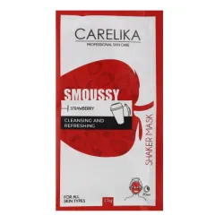 CARELIKA Shaker Smoussy Mask Strawberry - Värskendav ja puhastav maasika-vahtmask, 15 g