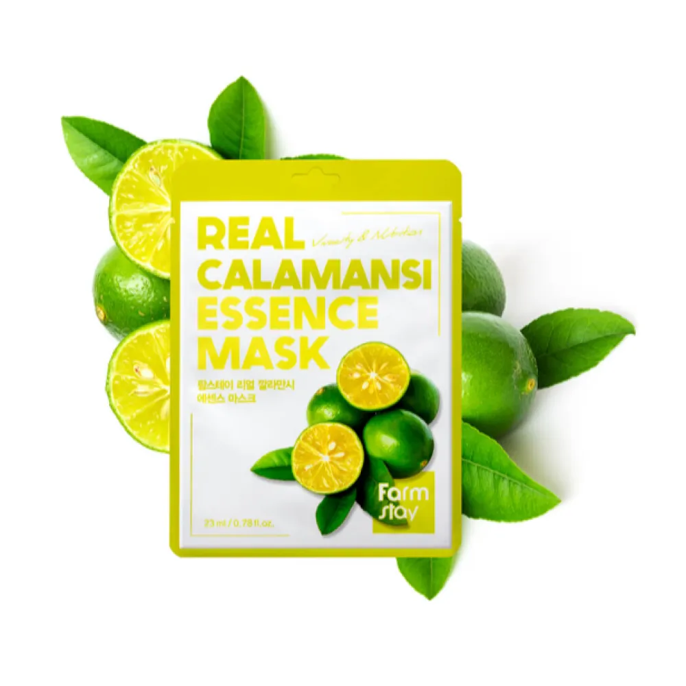 FarmStay Real Calamansi Essence Mask - Pinguldav kangasmask kalamansi viljaekstraktiga