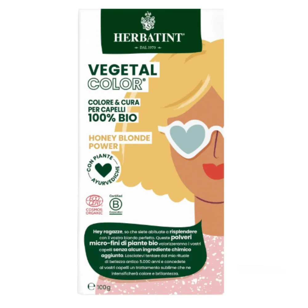 HERBATINT Vegetal Color – orgaaniline juuksevärv (Honey Blond Power / mesi-blond)