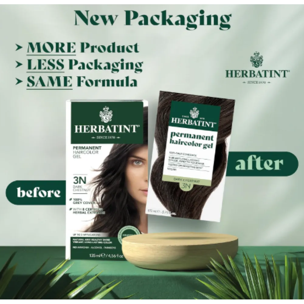 HERBATINT püsiv looduslik taimne geeljuuksevärv – 3N (tume kastan)