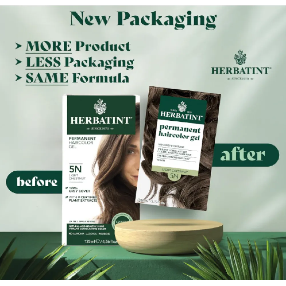 HERBATINT pikaajaline, looduslik taimne geelne juuksevärv - 5N (hele kastan)