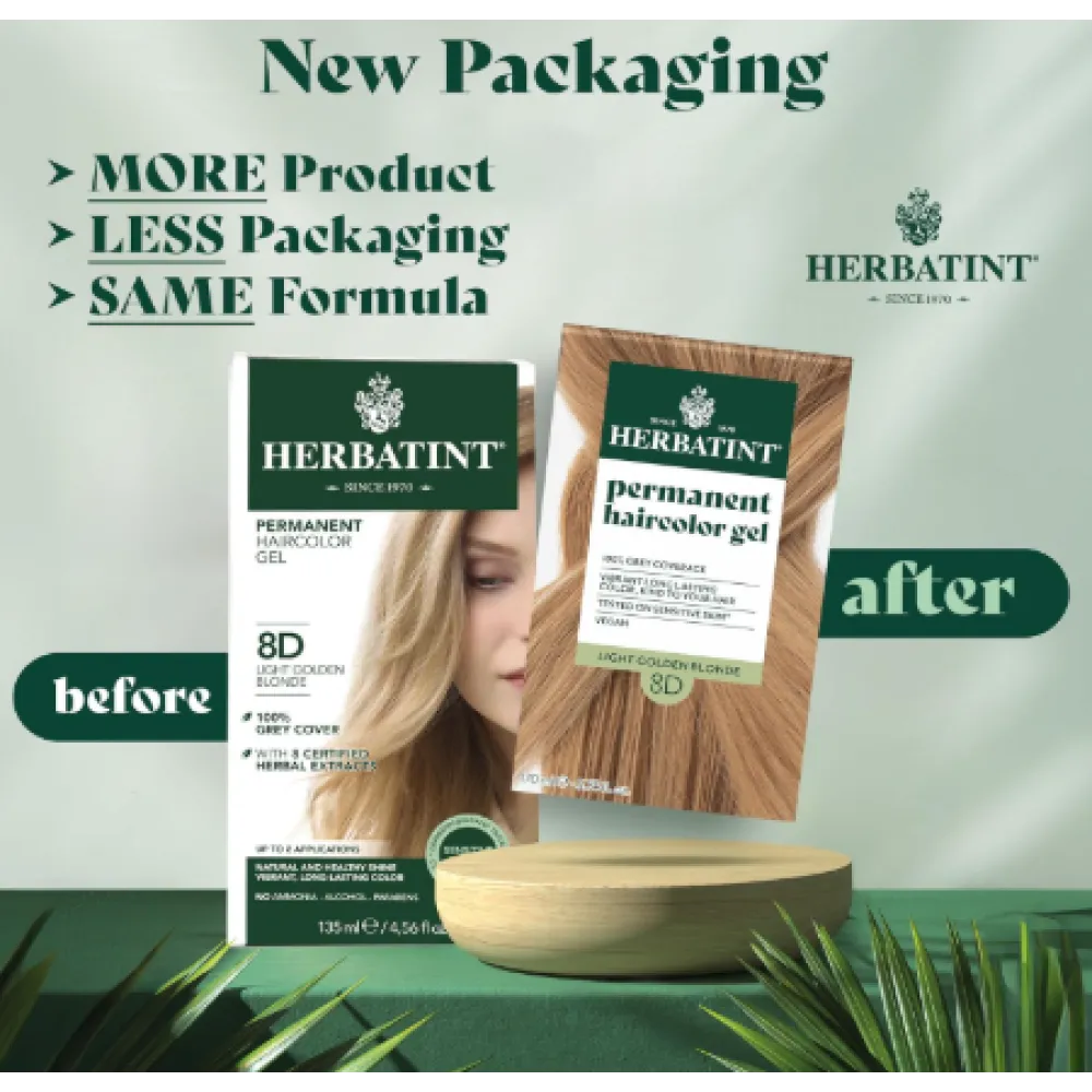 HERBATINT püsiv looduslik taimne geeljuuksevärv - 8D (hele kuldne blond)