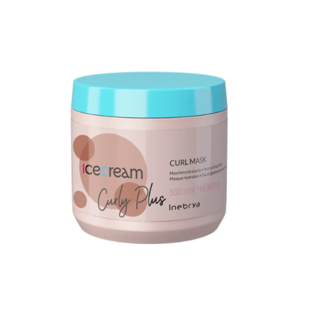 Inebrya Ice Cream Curly Plus Mask - Niisutav mask lainelistele ja lokkis juustele, 500 ml