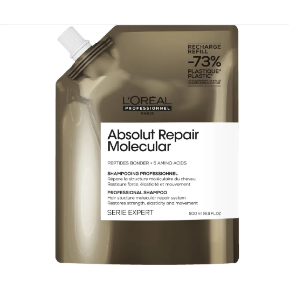 L'Oreal Professionnel Serie Expert Absolut Repair Molecular Shampoo — molekulaarne šampoon sügavaks juuste taastamiseks, 500 ml, REFILL