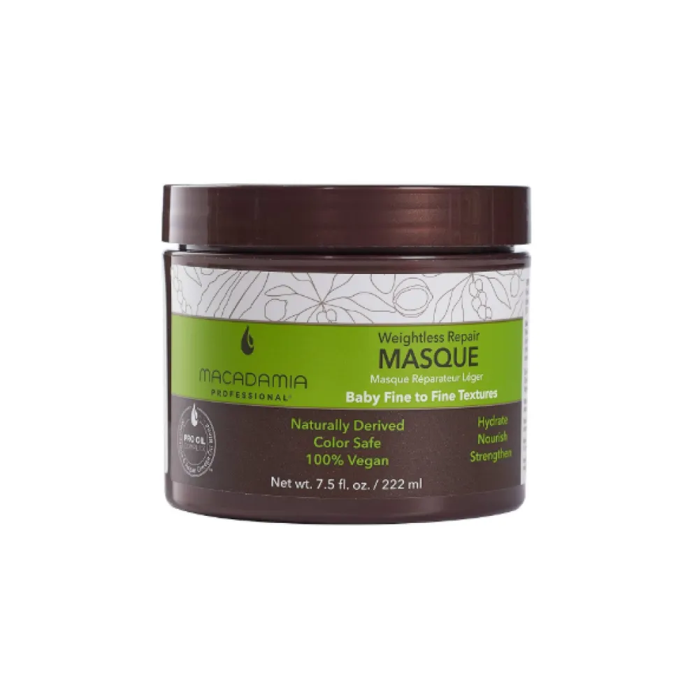 MACADAMIA Weightless Repair Mask – niisutav juuksemask peenetele juustele, 222 ml