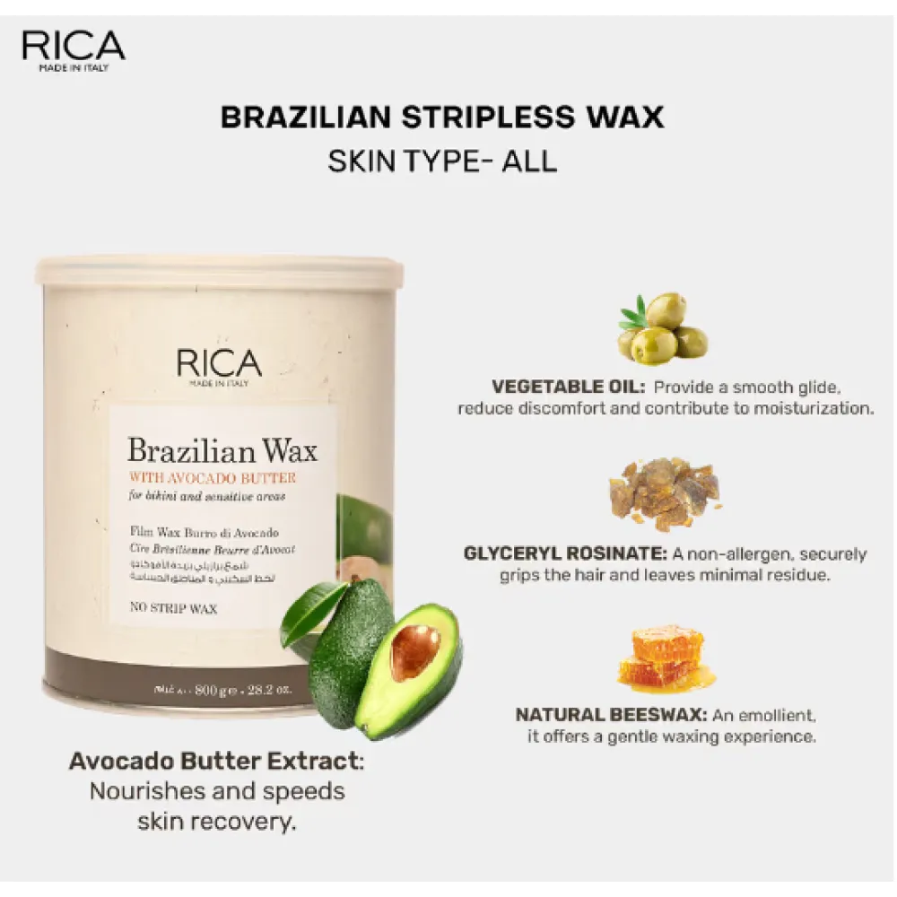 RICA Brazilian Avocado Wax - Brasiilia avokaadovaha, tahke vaha, 400 ml