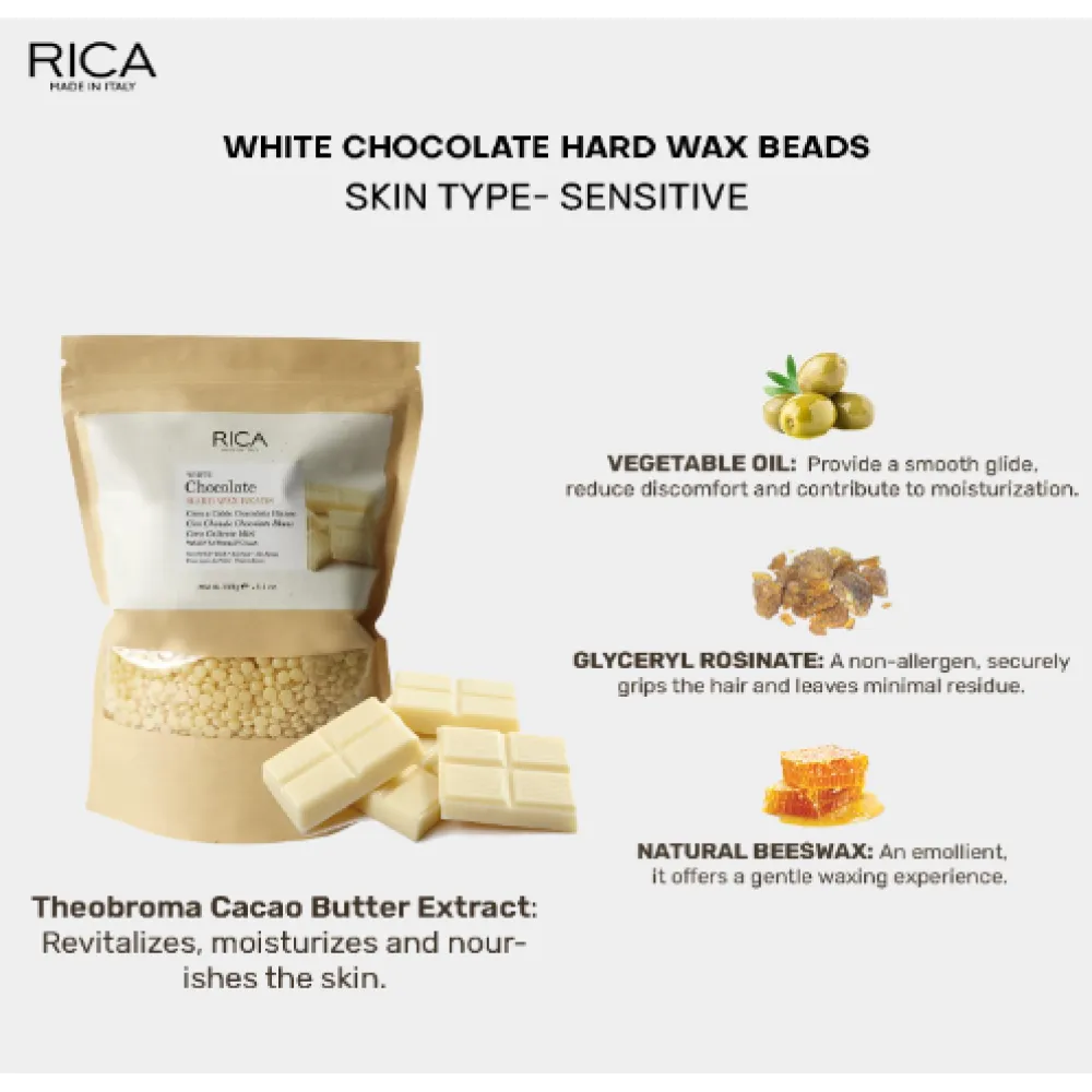 RICA White Chocolate kõva vaha graanulid (valge šokolaad), 800 g