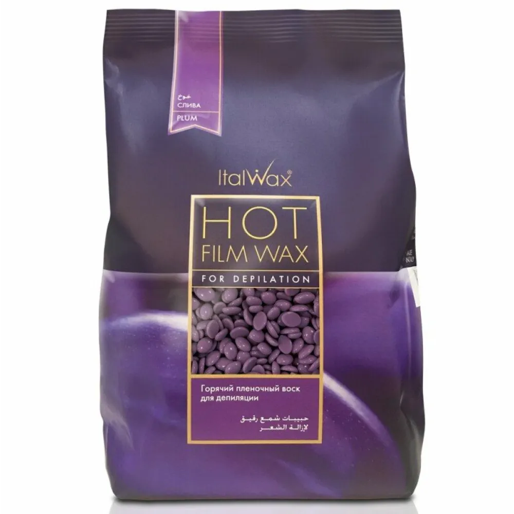ItalWax Hot Film Wax PLUM — Läbipaistev ploomi kilevaha, 1000 g (BRL63102)