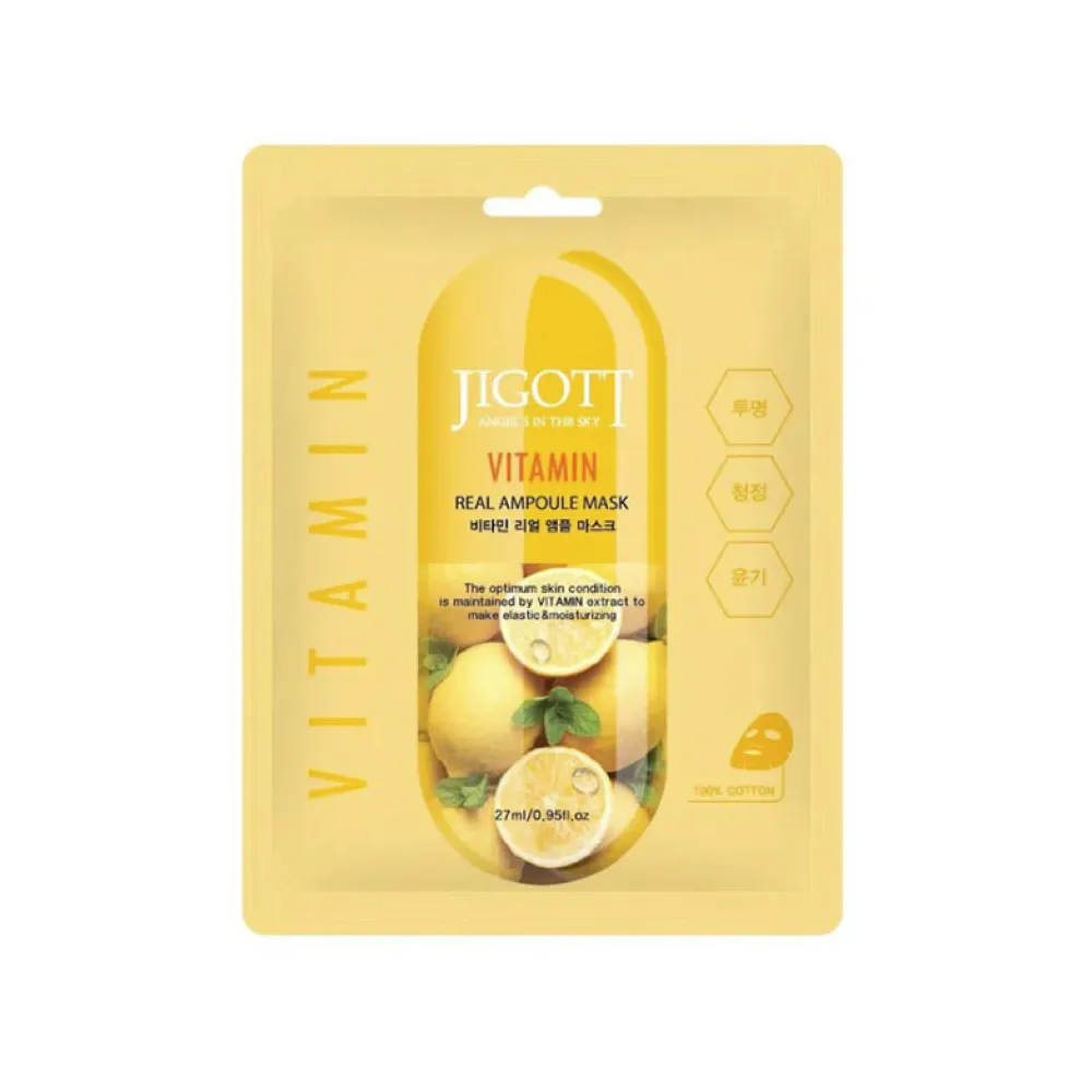 Jigott Vitamin Real Ampoule Mask - kangasmask näole, 27 ml